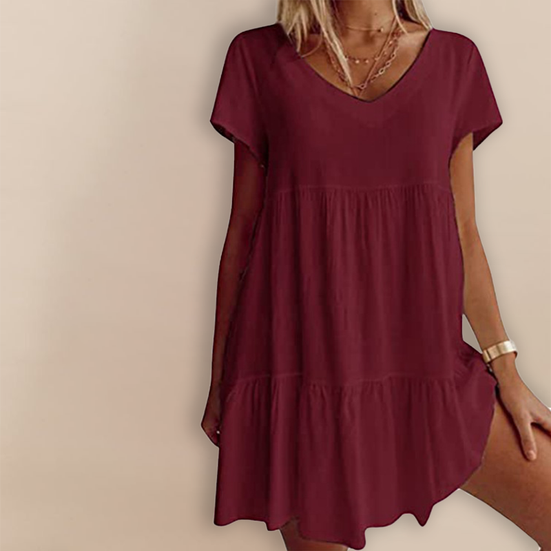 V Neck Casual Short Sleeve Dress