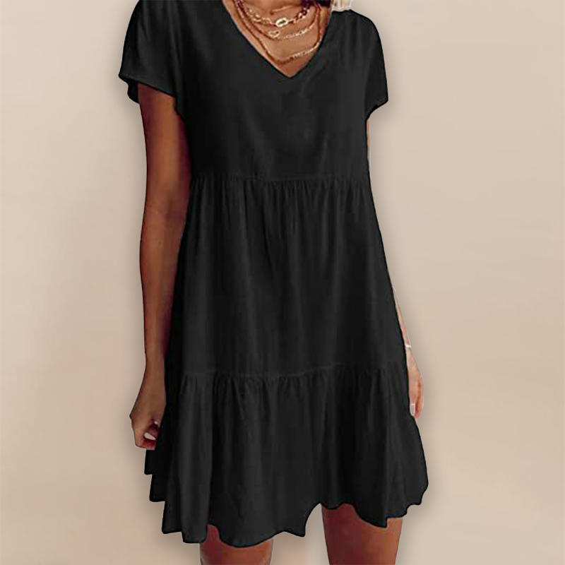 V Neck Casual Short Sleeve Dress