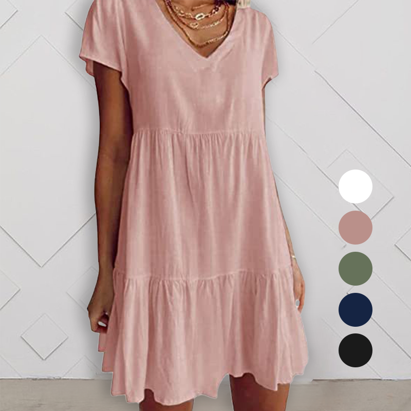 V Neck Casual Short Sleeve Dress