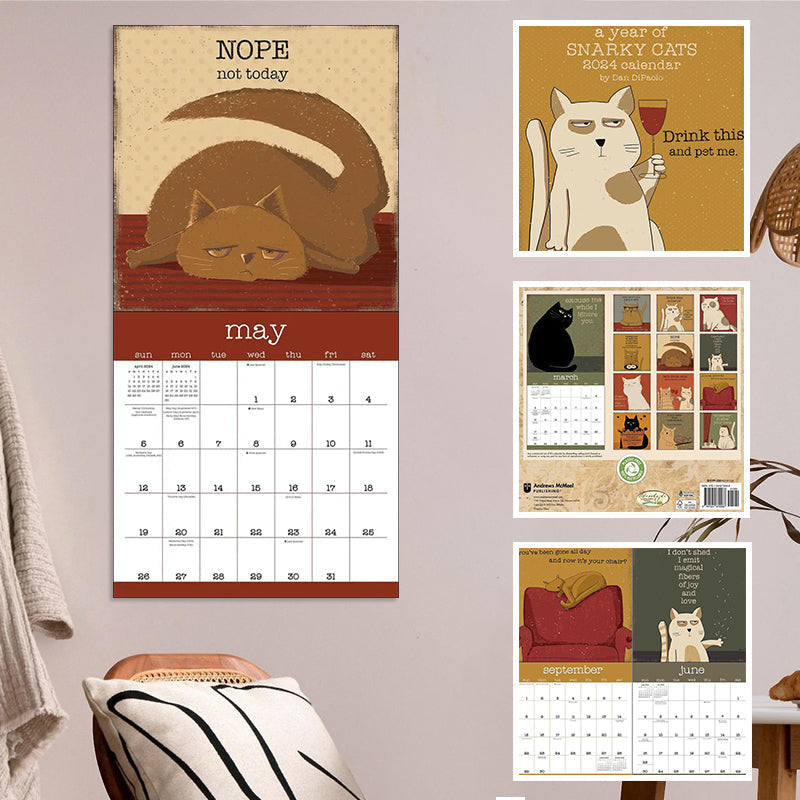 A Year of Snarky Cats 2024 Wall Calendar moonycozy