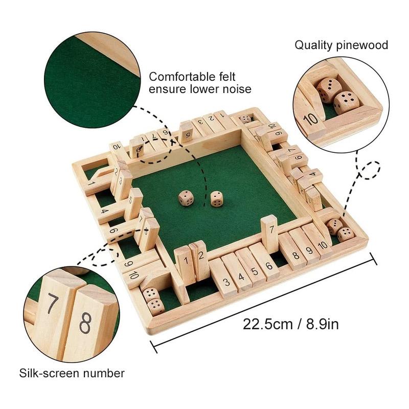 Shut The Box Game - Fun Table Math Game for Adults & Kids