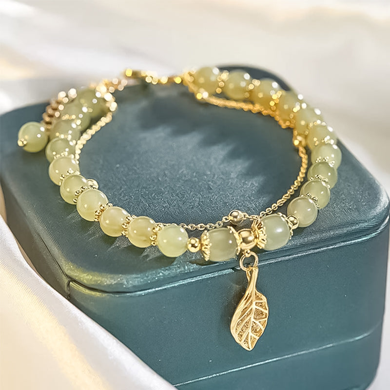 Hetian Jade Gold Leaf Bracelet