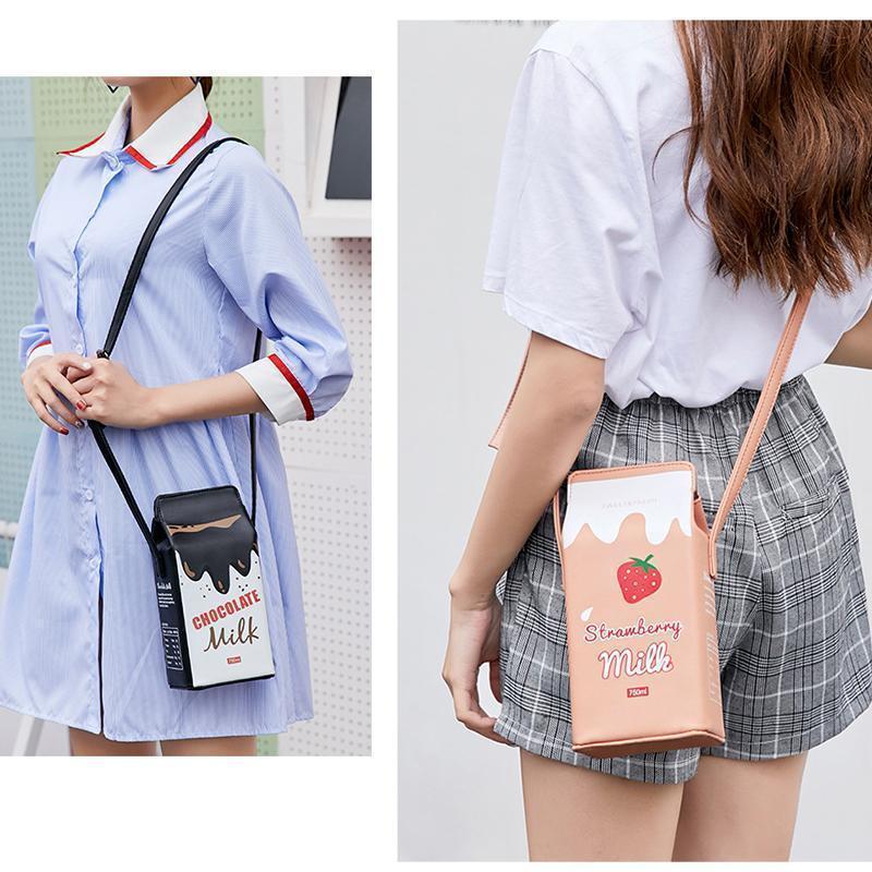 Merryferris™ Cute Milk Box Crossbody Bag / Casual Phone Purse