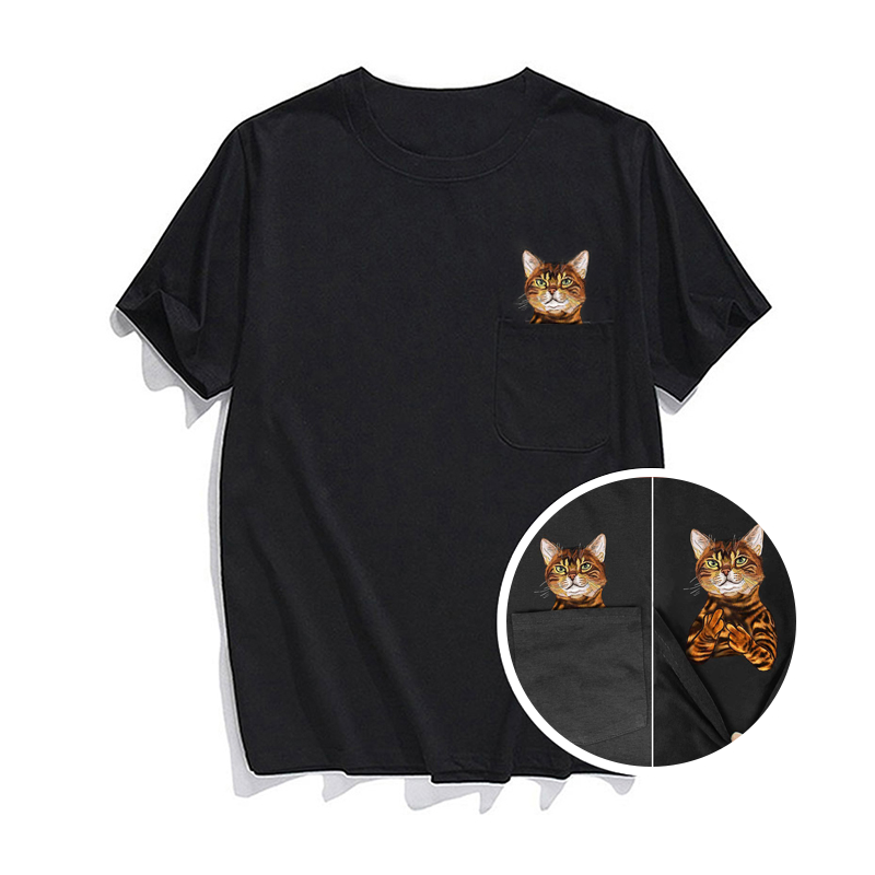 Hidden Middle Finger Signed Funny Cat Printed T-Shirt