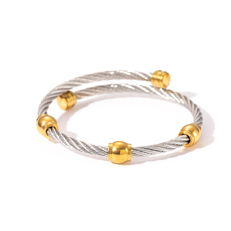 Two Tone Knot Twisted Bangle